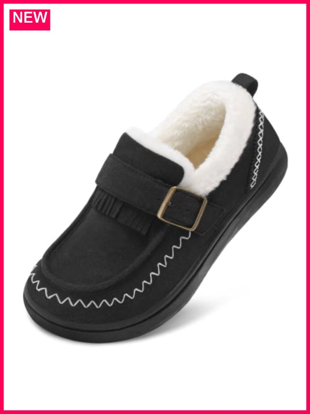 Wide Toe Box Memory Foam Mocc Faux Fur Fringe House Shoes